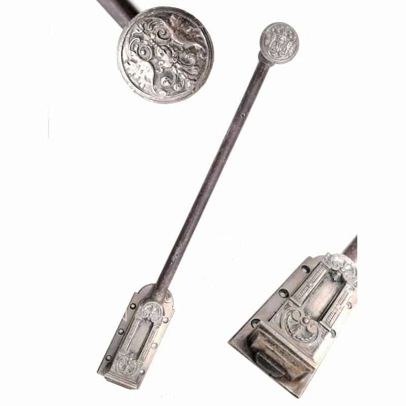 Schieberiegel antik Stoßriegel Feststeller Gründerzeit vernickelt alt 52cm