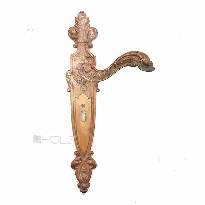 Gründerzeit Langschild antik mit Türdrücker neo barock Messing 8er Vk 68 mm