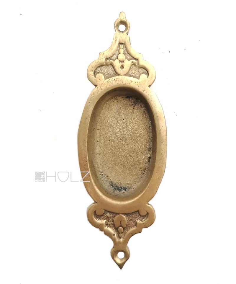 Griffmuschel antik oval alt Schiebetür Türgriff Messing 13 cm