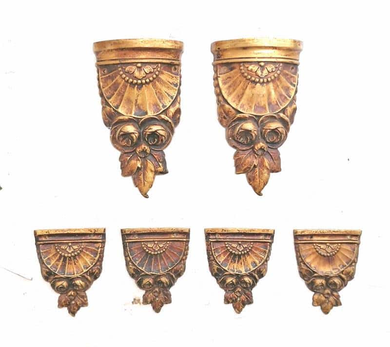 Möbel Beschläge Antik Bronze 6er Set feuervergoldet alt Möbel Beschläge Antik Bronze 6er Set feuervergoldet alt
