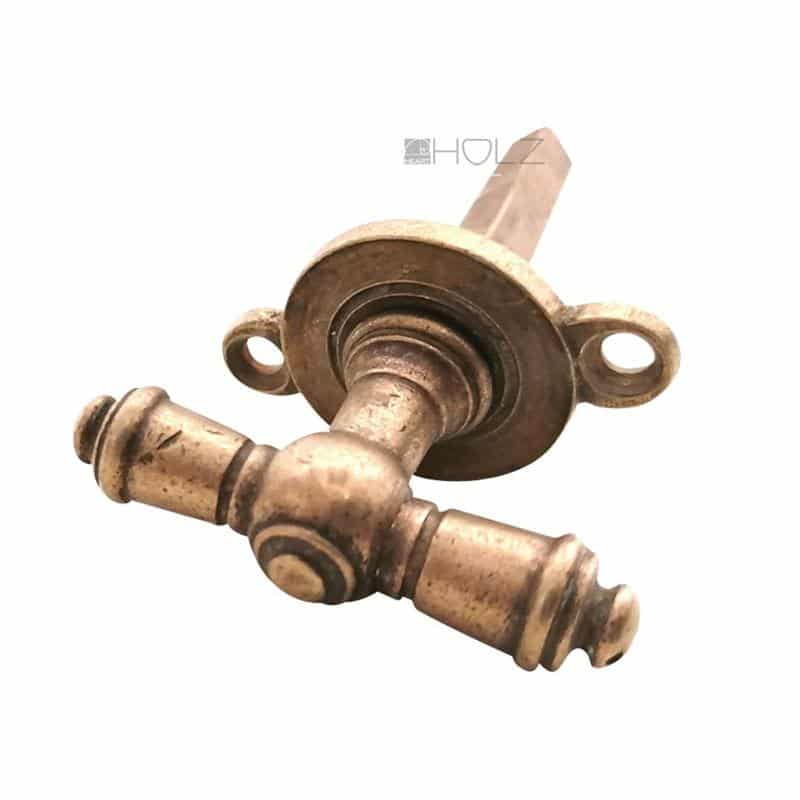 Nachtriegel antik Messing Tür Sperrriegel mit Rosette Gründerzeit Nachtriegel antik Messing Tür Sperrriegel mit Rosette Gründerzeit