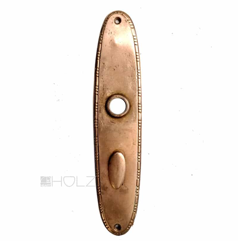 Langschild Jugendstil Messing antik oval alt Perlenkranz 17 mm 64