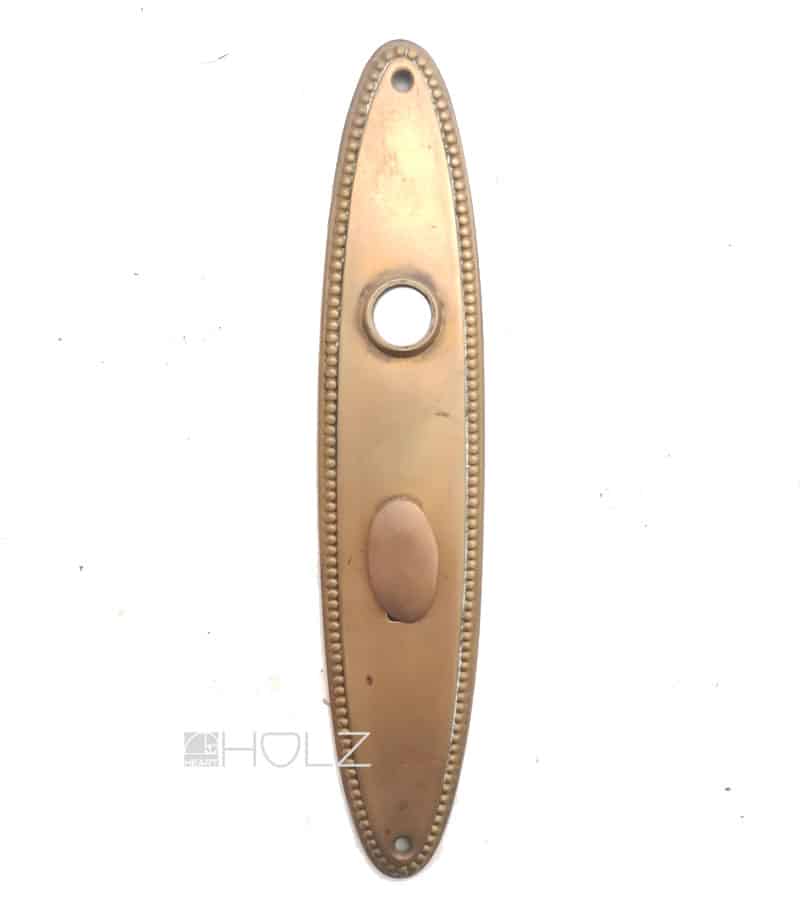 Langschild Jugendstil Messing antik oval alt Perlenband 16.6 mm 68
