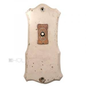 Jugendstil Haus Klingel antik alt Messing auf Eichenschild