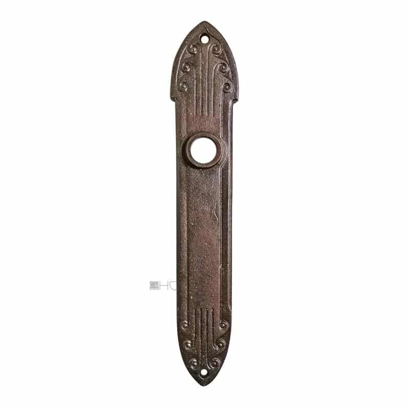 Langschild Jugendstil alt Türdrücker Eisen floral 18.5mm