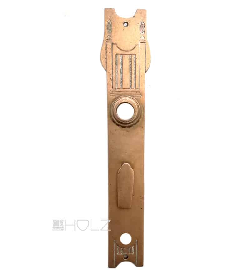 Jugendstil Langschild Türdrücker alt Messing antik Nachtriegel 16.8 mm 68