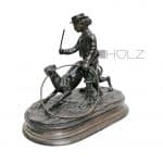 Bronzefigur Junge spielt mit Hund J. Moigniez antik alt 24 cm