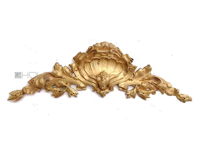 Supraporte Möbel antik schwerer Bronze Schrank Beschlag feuervergoldet 43 cm