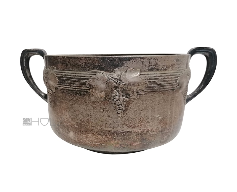 Jugendstil Topf Blumen Pflanze Übertopf alt Messing vernickelt 29cm Jugendstil Topf Blumen Pflanze Übertopf alt Messing vernickelt 29cm