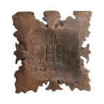 Möbelbeschlag Bronze Beschlag antik alt Blüte Blattwerk 80mm