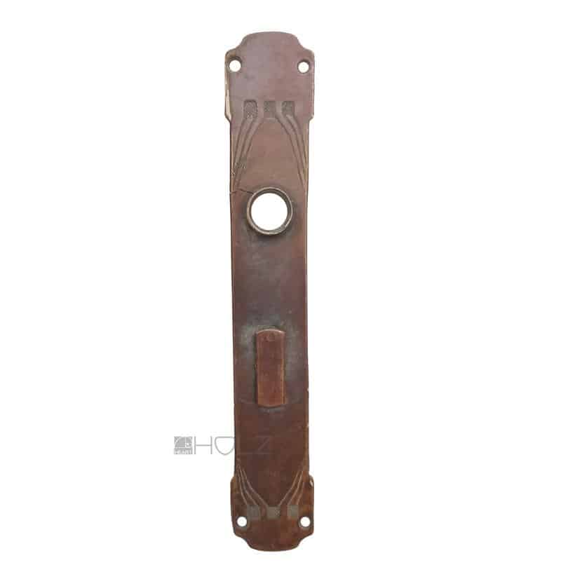 Jugendstil Langschild Avantgarde alt Messing Türdrücker 16.8 mm 68