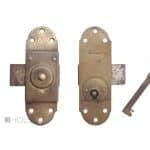 Drehriegel Türschloss Frankreich antik Brevet Schieberiegel Messing alt 92 x 30 mm