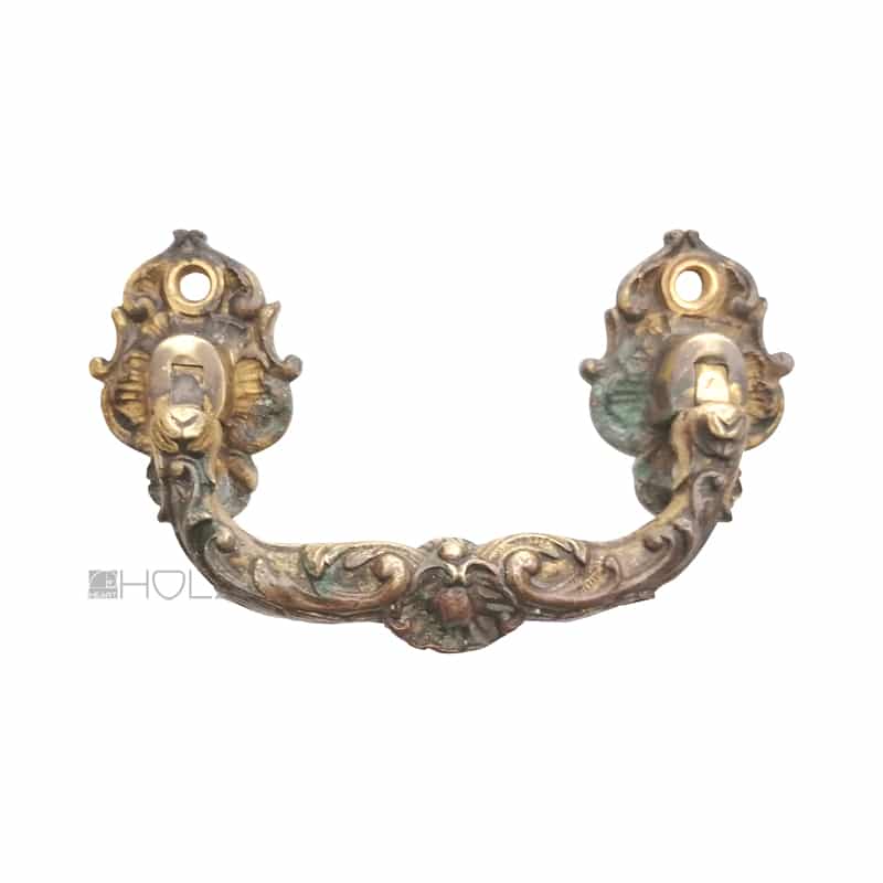 Truhengriffe Bronze feuervergoldet antik alt Klaviergriff Neo Barock 15cm