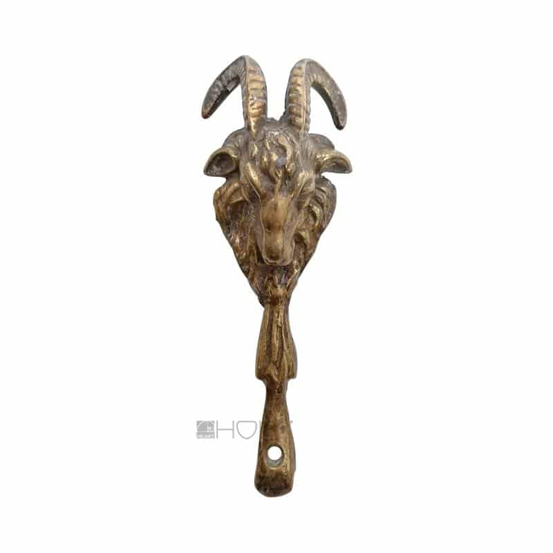 Möbelbeschlag Bronze antik Beschlag Widder Bock alt 14cm