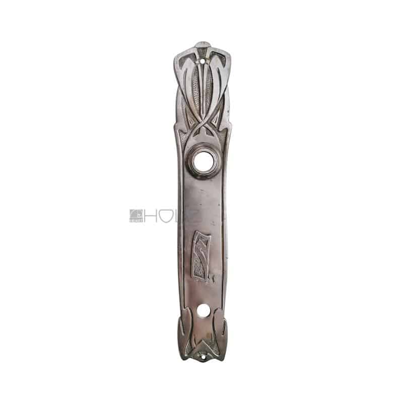 Jugendstil Langschild antik Messing vernickelt Türdrücker Nachtriegel 16 mm 78 Jugendstil Langschild antik Messing vernickelt Türdrücker Nachtriegel 16 mm 78