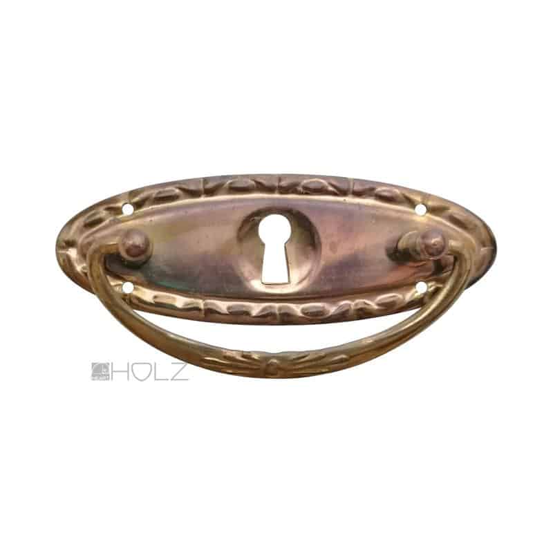 Möbel Schubladengriff antik Jugendstil oval Schlüsselrosette 95 mm
