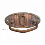 Jugendstil Möbel Schubladengriff Hängegriff Messing alt antik oval 90 mm