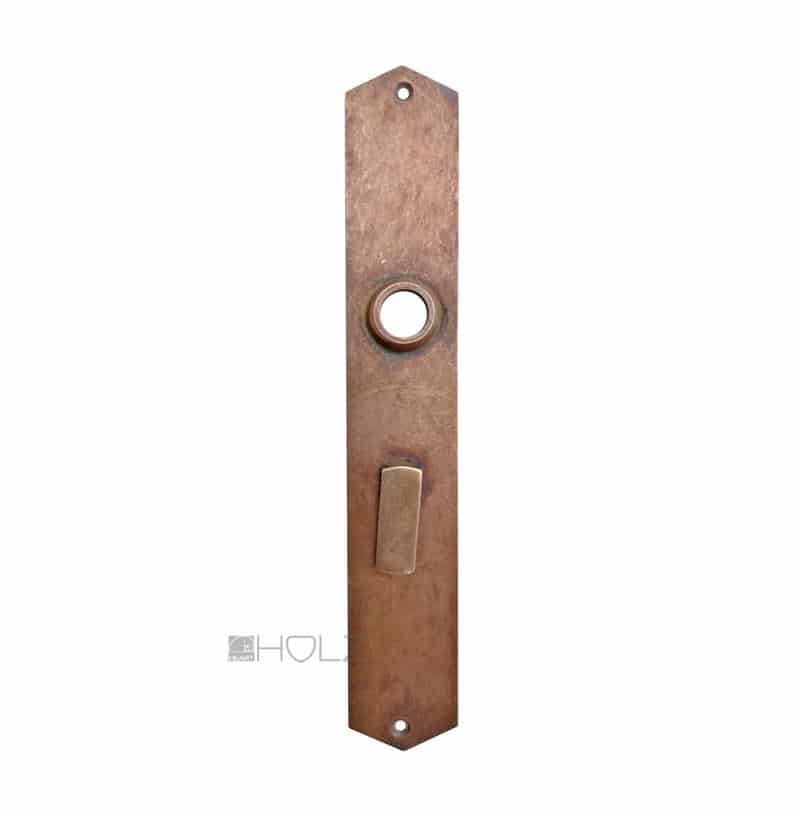 Langschild antik Messingblech Türdrücker alt Türklinke 16.2 mm 68