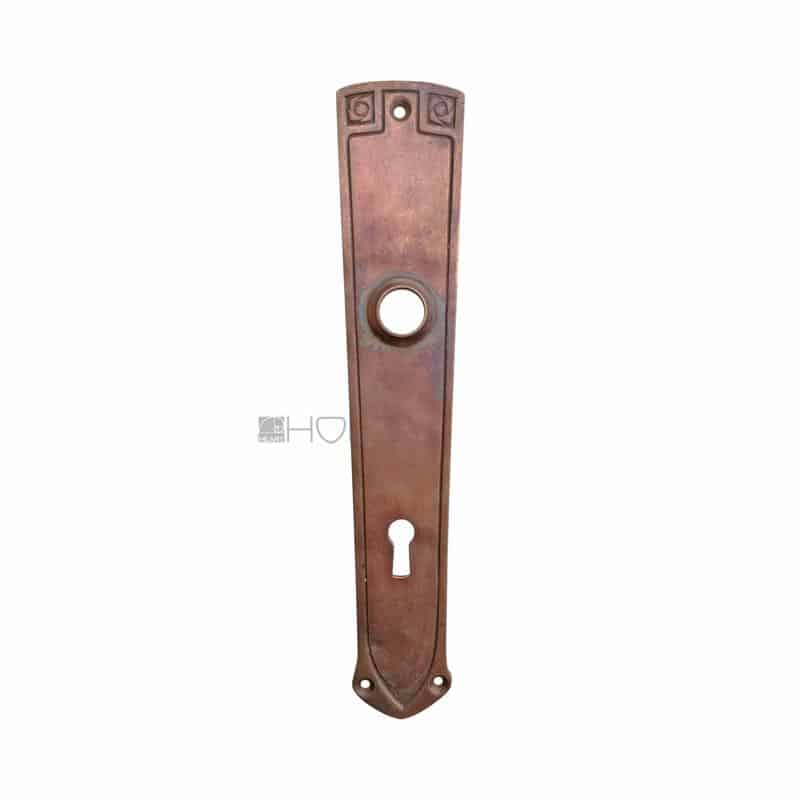 Jugendstil Langschild antik Türdrücker alt Messing 15.6 mm 83