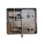 Jugendstil Kastenschloss antik Tür links Stahl alt verdeckte Falle 68 mm