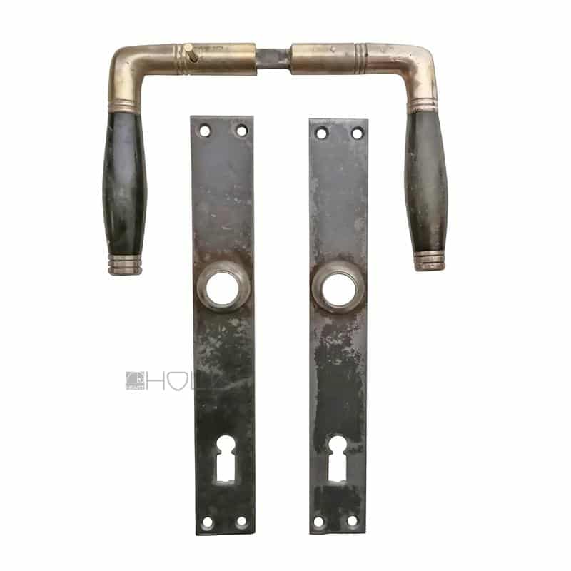 Tür Drückergarnitur Bauhaus Art Deco 1920er Türklinken Messing vernickelt alt 78 mm
