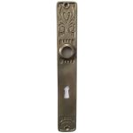 Langschild Jugendstil floral alt vernickelt Türdrücker 18.2mm 68