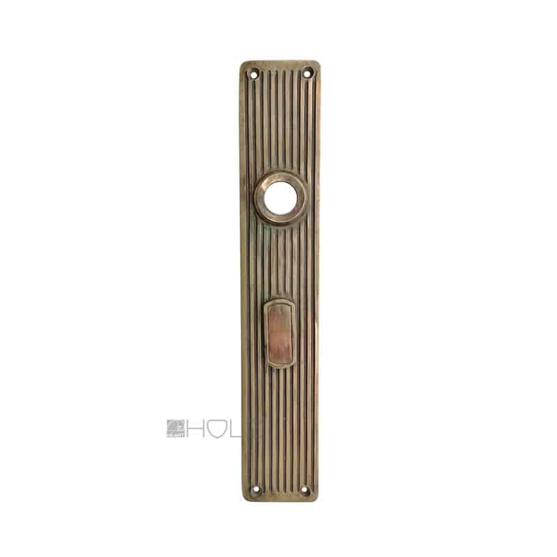 Türdrücker Langschild Art Deco 1920er Messing Streifen alt Türklinke 16.5 mm 68