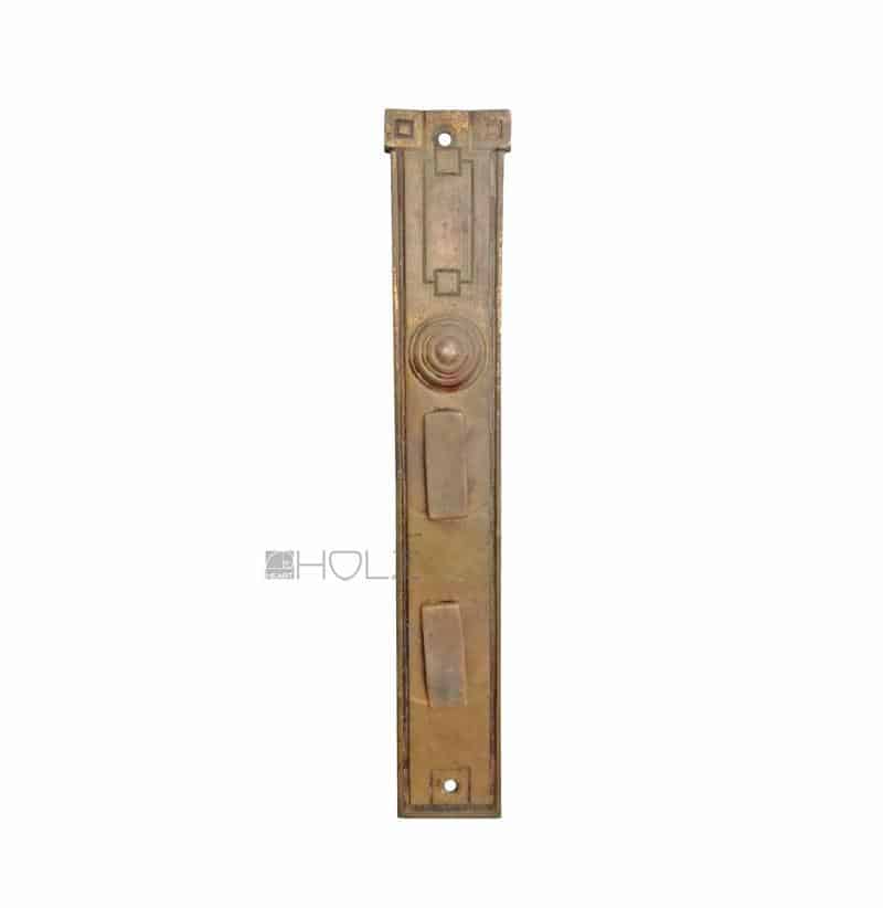 Jugendstil Langschild antik Doppelschloss alt Avantgarde Messing 43 mm 107