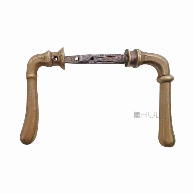 Kastenschloss Biedermeier Türdrücker alt Flügel Türklinken Messing 6er Vk