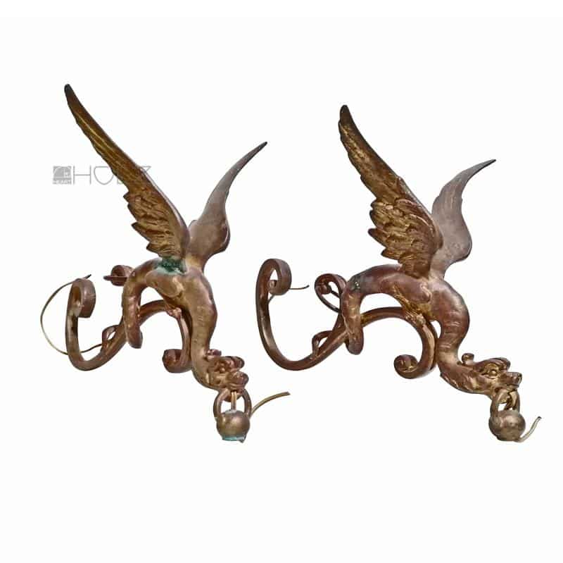 Bronze Figur Drachen Gargoyles antik Restauration alt Lampe Leuchter