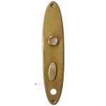 Langschild 1920er alt oval Messingblech Nachtriegel 51x233-16.3x68
