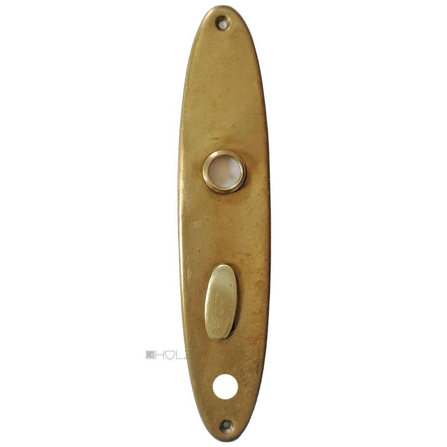 Langschild 1920er alt oval Messingblech Nachtriegel 51x233-16.3x68