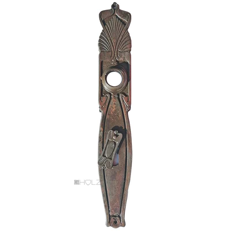Langschild Jugendstil floral Palmette Türdrücker alt 18.5mm 83