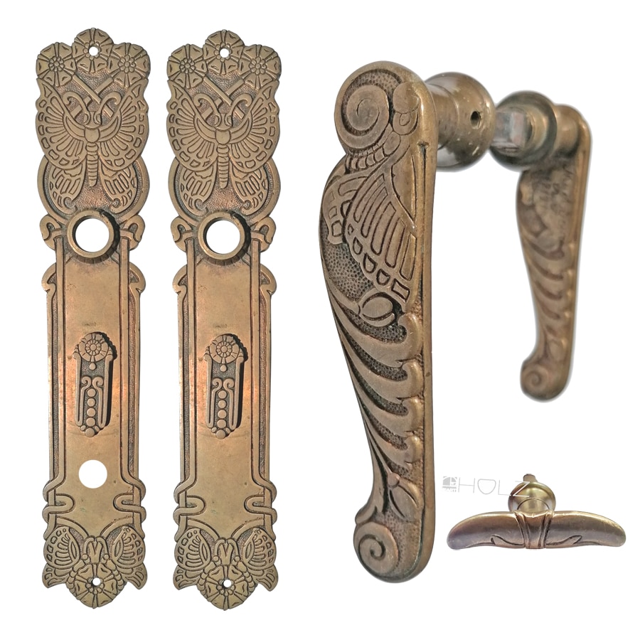 Drückergarnitur Jugendstil Schmetterling alt Türdrücker 8er Vk 66