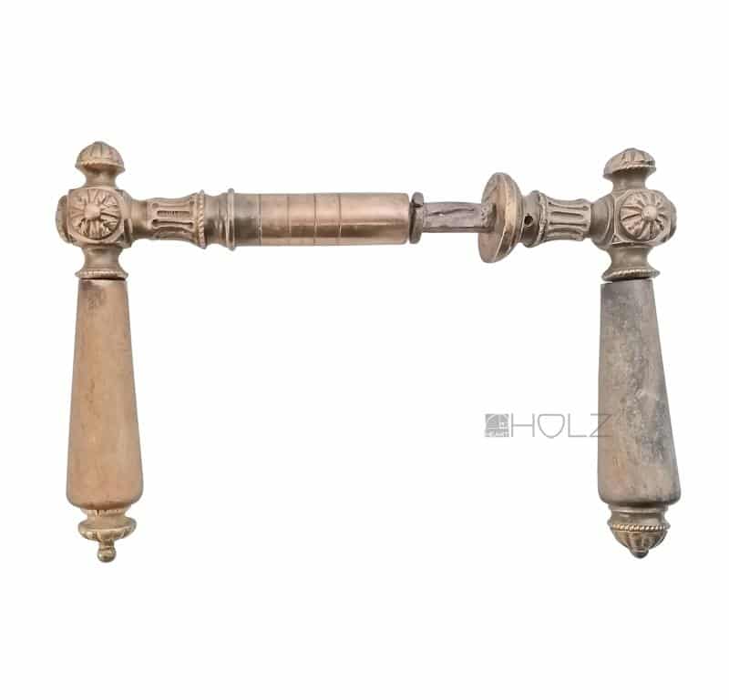 Türdrücker antik Türklinken alt Messing Würfel Blüte Kastenschloss 8er Vk