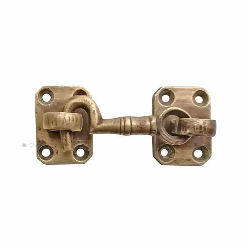 Ankettel antik Messing alt Türriegel Haken Öse alt 85 mm