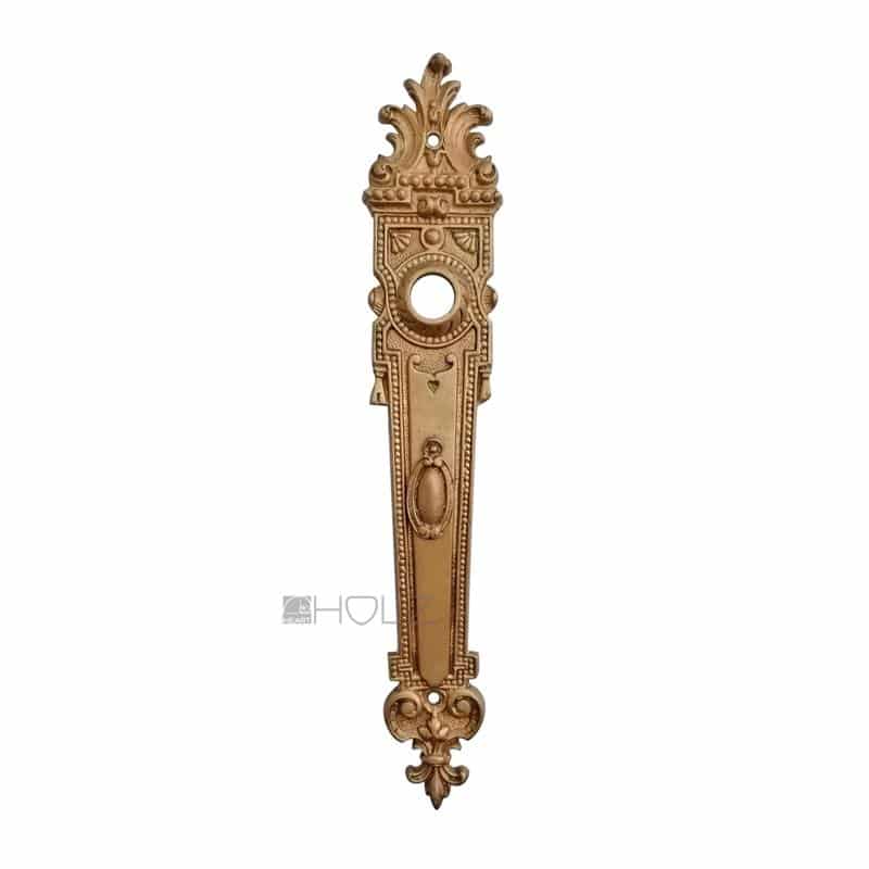 Antik Langschild alt Gründerzeit Türdrücker Türklinke Perlen Lilie 16.6 mm 68