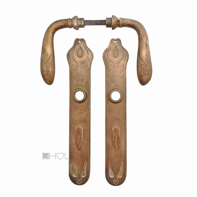 Jugendstil Drückergarnitur antik Türdrücker alt Türklinken Mohn 8er Vk 72 mm