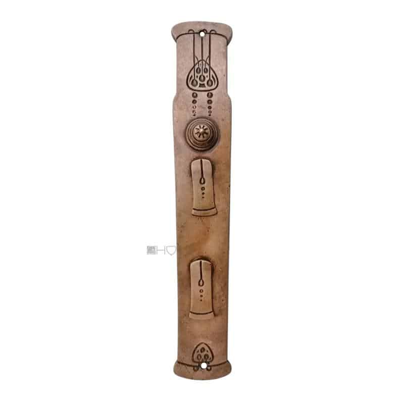 Jugendstil antik Langschild alt Messing Tür Blende Doppelschloss 35 mm 106