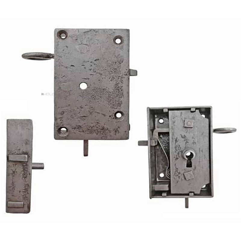 Kastenschloss Bodenschloss antik antik Stahl alt Zugriegel 44/70x93
