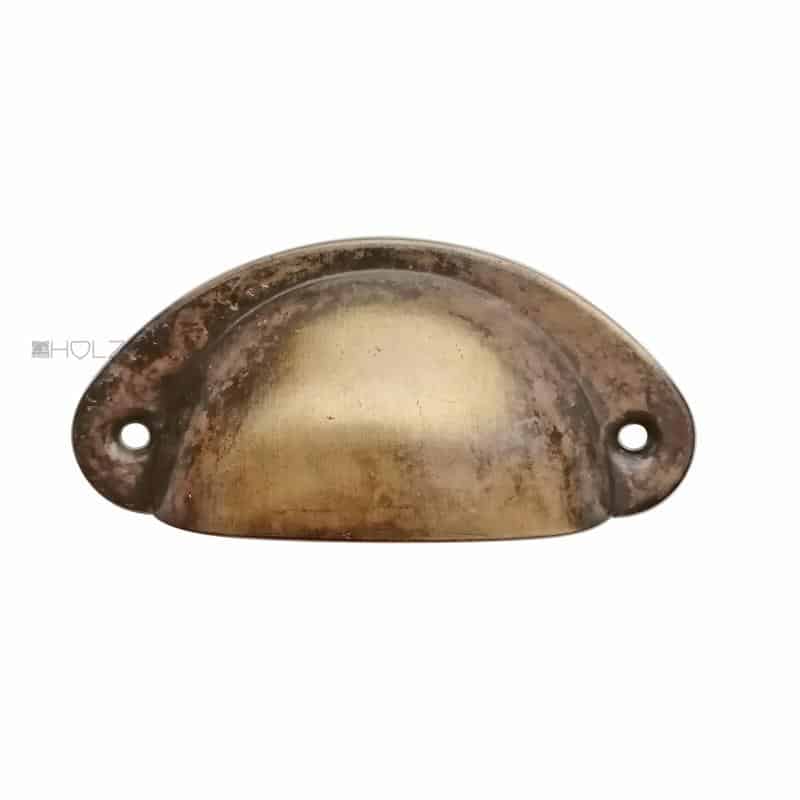 Schubladengriff antik Griffmuschel Apotheker Stahlblech Messing