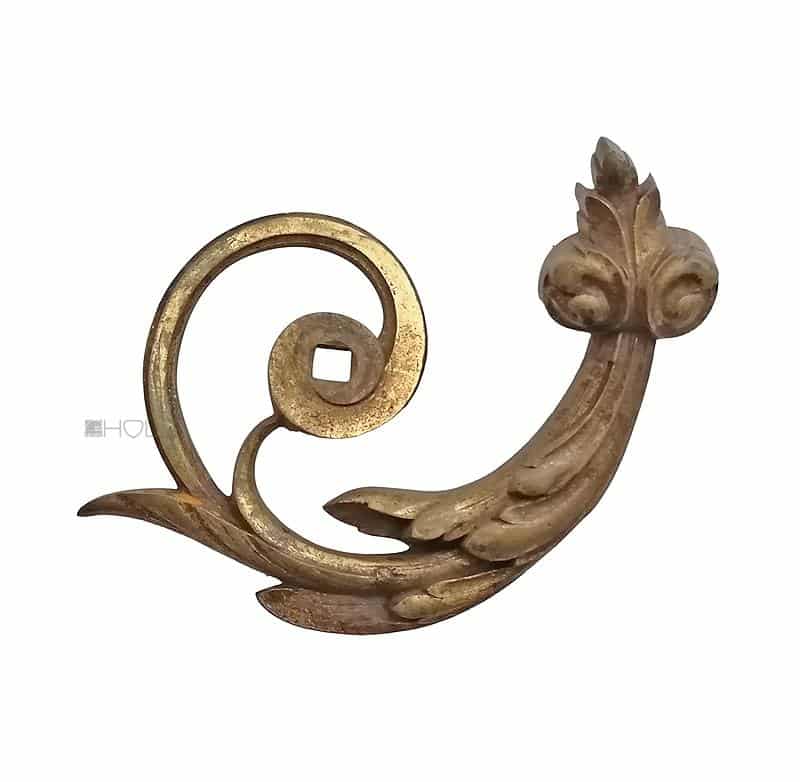 Bronze Beschlag feuervergoldet antik Blattwerk Volute alt 20cm 480gr.