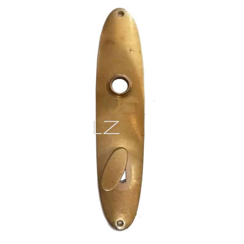 Langschild antik Art Deco alt oval Messing Türklinke 16.2 mm 98