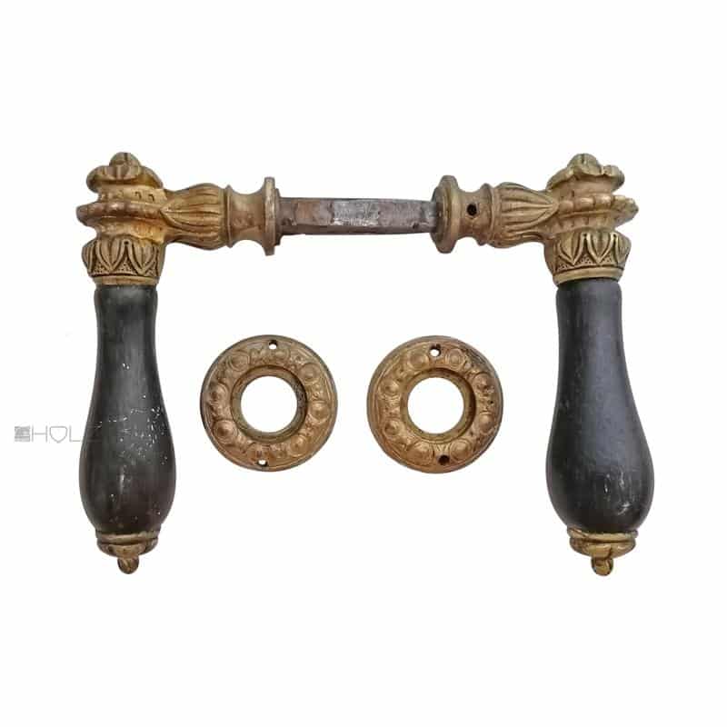 Türdrücker antik Bronze Ebenholz Türklinken Rosetten alt 9er Vk