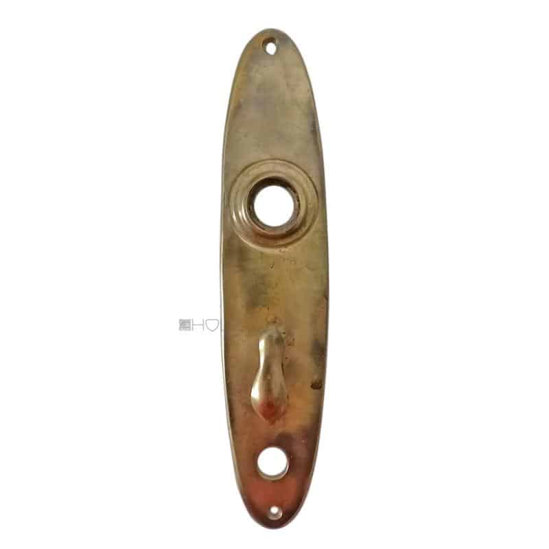 Biedermeier Langschild antik oval Messing alt Nachtriegel 68mm