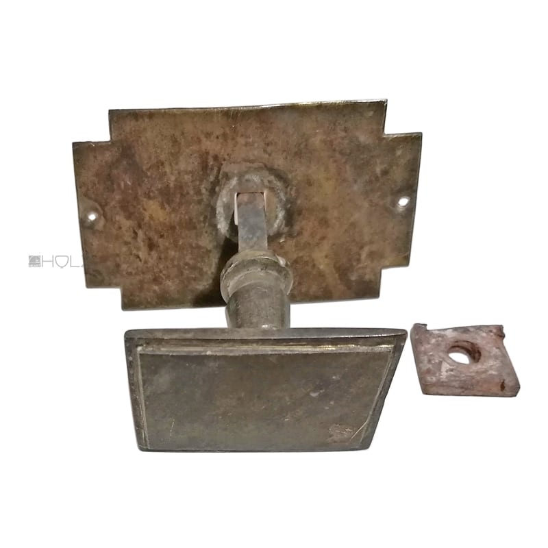 Fensterolive Biedermeier alt Quadrat Messing Fenstergriff antik