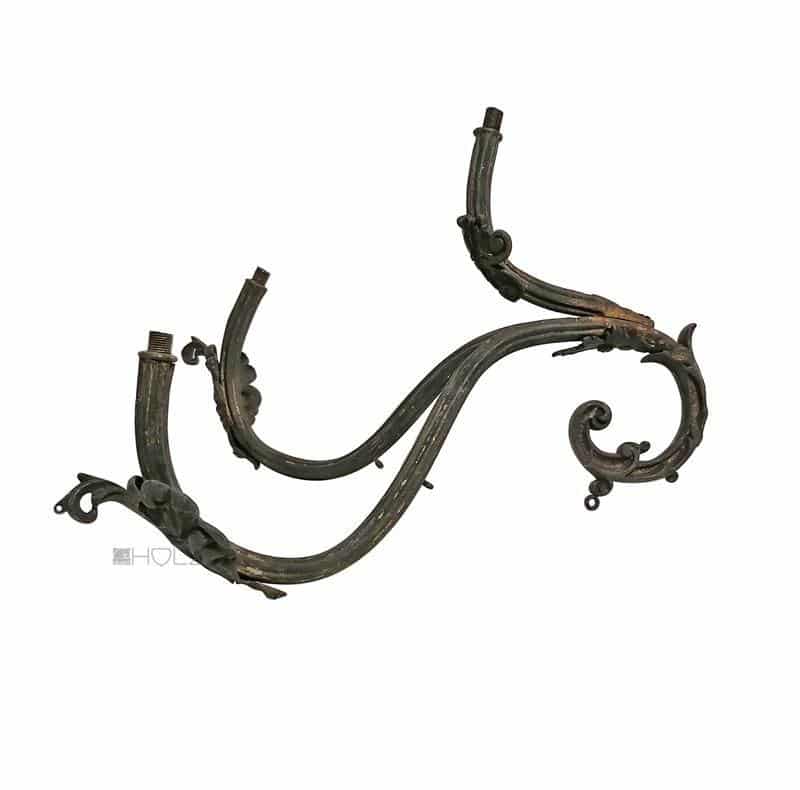 Bronze Wandlampe Leuchter Halter antik alt 30cm 2arming