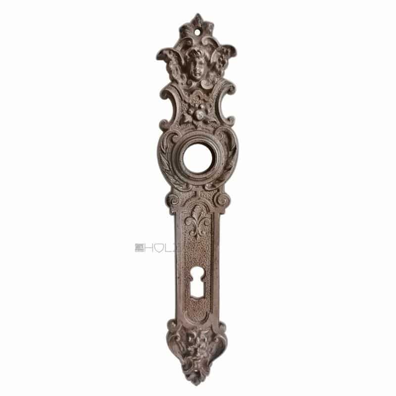 Langschild antik Eisen Engel alt vernickelt Türdrücker 19.5 mm 78