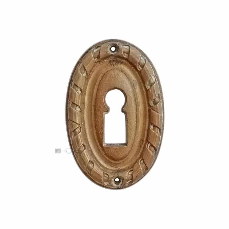 Schlüsselschild antik oval Jugendstil Tür Rosette Band