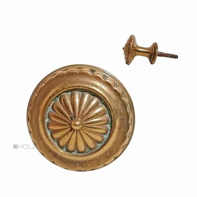 Türknauf Jugendstil antik Messing alt Ziehgriff 42mm